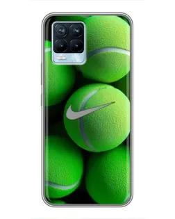 Чехол для Realme 8 с картинкой «Теннисные мячи Найк»