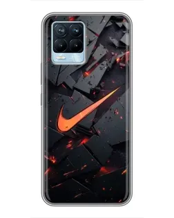 Чехол для Realme 8 с картинкой «Nike — эффект разломов»