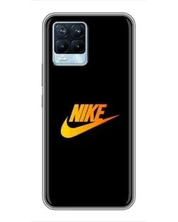 Чехол для Realme 8 с картинкой «Золотой логотип Nike»