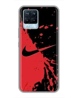Чохол для Realme 8 з картинкою «Червоні бризки Nike» Чохол для Realme 8 з картинкою «Червоні бризки Nike»