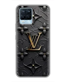 Чехол для Realme 8 с картинкой «Кожаная текстура LV»