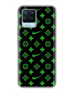 Чехол для Realme 8 с картинкой «Неоновый принт LV»