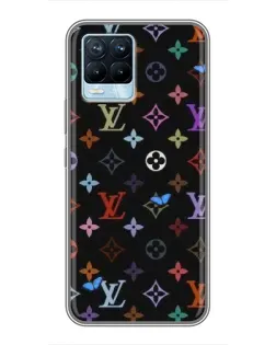 Чехол для Realme 8 с картинкой «Цветная монограмма LV»