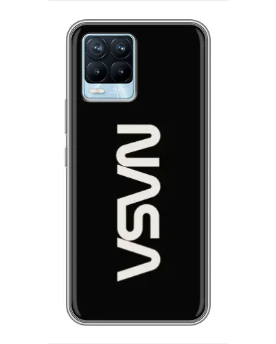 Чехол для Realme 8 с картинкой «NASA — вертикальный логотип»