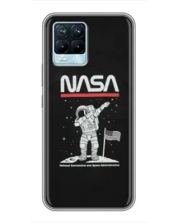 Чехол для Realme 8 с картинкой «NASA — шагаем по Луне»
