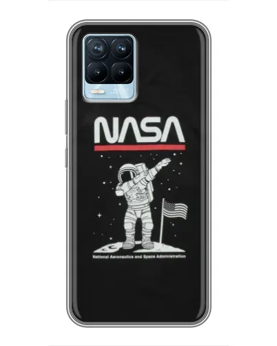 Чехол для Realme 8 с картинкой «NASA — шагаем по Луне»