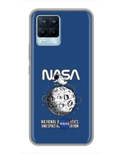 Чехол для Realme 8 с картинкой «NASA — лунная миссия»