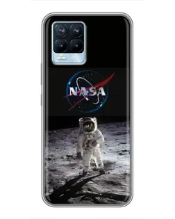 Чехол для Realme 8 с картинкой «Астронавт на Луне»