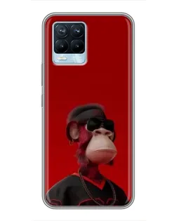 Чехол для Realme 8 с картинкой «Bored Ape в красном»