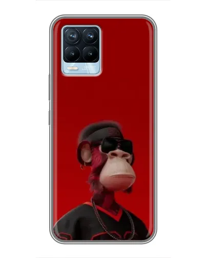 Чехол для Realme 8 с картинкой «Bored Ape в красном»