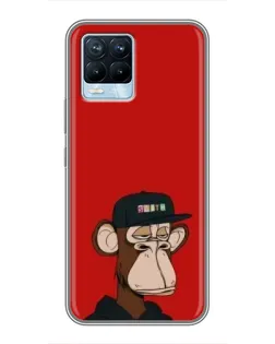 Чехол для Realme 8 с картинкой «Bored Ape — красный фон»