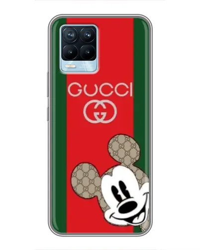 Чехол для Realme 8 с картинкой «Gucci — полосы и Микки»