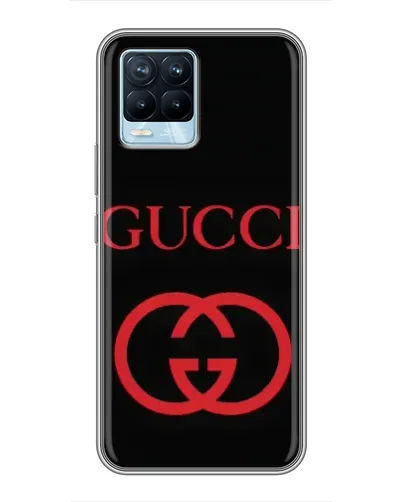 Чехол для Realme 8 с картинкой «Gucci — красный логотип»