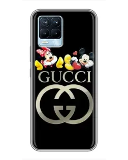 Чехол для Realme 8 с картинкой «Gucci — герои Disney»