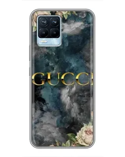 Чехол для Realme 8 с картинкой «Абстрактные цветы Gucci»