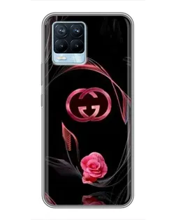 Чехол для Realme 8 с картинкой «Gucci — неоновая роза»