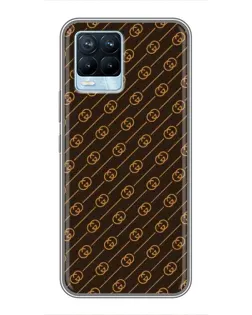 Чехол для Realme 8 с картинкой «Gucci — золотые диагонали»
