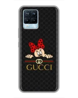 Чехол для Realme 8 с картинкой «Минни Маус Gucci — черный»