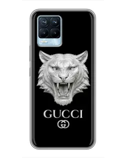 Чехол для Realme 8 с картинкой «Gucci — серебряный лев»