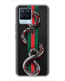 Чехол для Realme 8 с картинкой «Gucci — змея на полосе»
