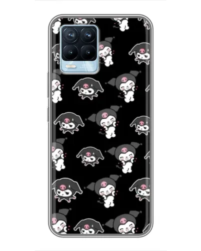 Чехол для Realme 8 с картинкой «Черный паттерн Kuromi»