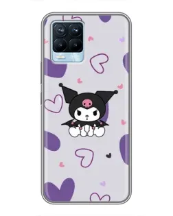 Чехол для Realme 8 с картинкой «Kuromi и лавандовые сердца»