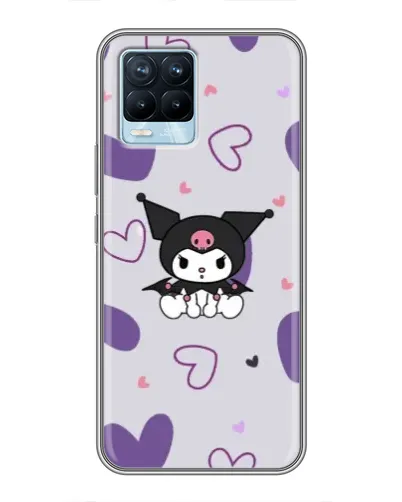 Чехол для Realme 8 с картинкой «Kuromi и лавандовые сердца»