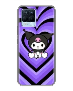 Чехол для Realme 8 с картинкой «Kuromi и фиолетовые сердца»