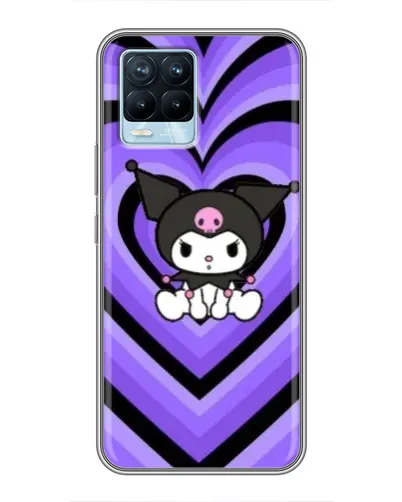 Чехол для Realme 8 с картинкой «Kuromi и фиолетовые сердца»