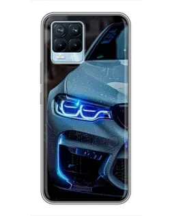 Чехол для Realme 8 с картинкой «Взгляд BMW с синими фарами» Чехол для Realme 8 с картинкой «Взгляд BMW с синими фарами»