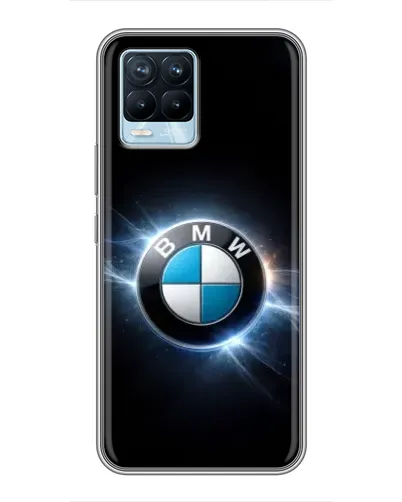 Чехол для Realme 8 с картинкой «BMW — неоновое сияние»