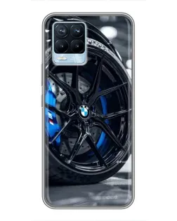 Чехол для Realme 8 с картинкой «Колесо BMW вблизи»