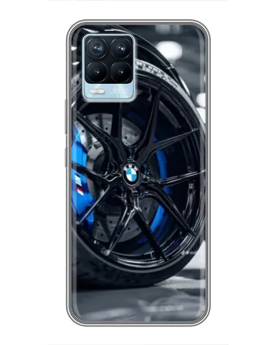 Чехол для Realme 8 с картинкой «Колесо BMW вблизи»