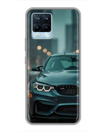 Чехол для Realme 8 с картинкой «BMW в огнях города»