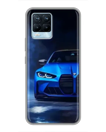 Чехол для Realme 8 с картинкой «Голубая BMW M4»