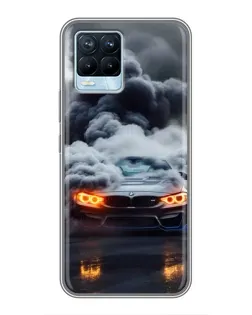 Чехол для Realme 8 с картинкой «BMW в дыму»