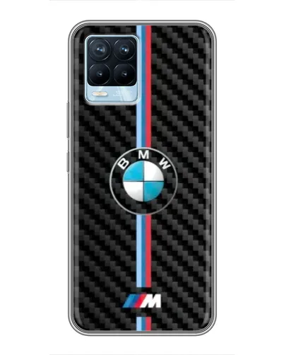 Чехол для Realme 8 с картинкой «Эмблема BMW и карбон»