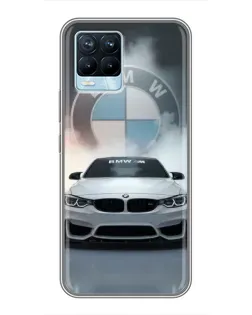 Чехол для Realme 8 с картинкой «BMW в белом дыму»