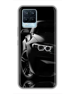Чехол для Realme 8 с картинкой «Черная BMW — профиль»