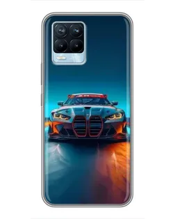 Чехол для Realme 8 с картинкой «BMW — огни неона»