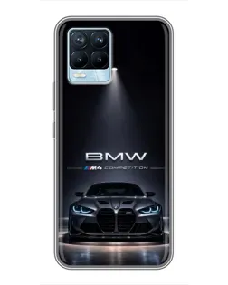 Чехол для Realme 8 с картинкой «BMW сквозь ночной город»