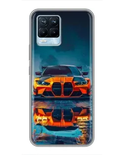 Чехол для Realme 8 с картинкой «BMW — золотая эмблема»