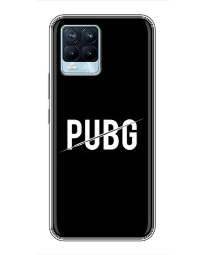 Чехол для Realme 8 с картинкой «PUBG — белый логотип»