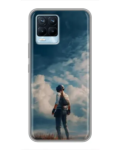 Чехол для Realme 8 с картинкой «Герой PUBG на скале»
