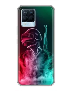 Чехол для Realme 8 с картинкой «PUBG — огненный воин»