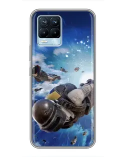 Чехол для Realme 8 с картинкой «Десант PUBG — прыжок»