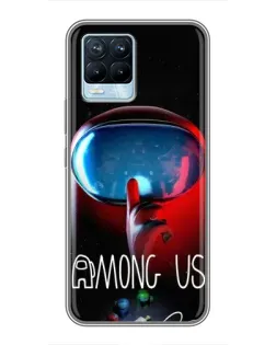 Чехол для Realme 8 с картинкой «Красный импостер — макро»