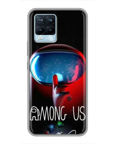 Чехол для Realme 8 с картинкой «Красный импостер — макро»