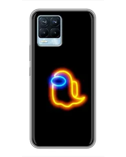 Чехол для Realme 8 с картинкой «Among Us неоновое сияние»