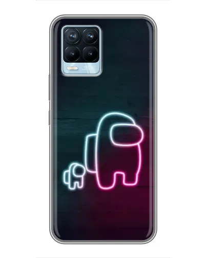 Чехол для Realme 8 с картинкой «Among Us неон-арт»